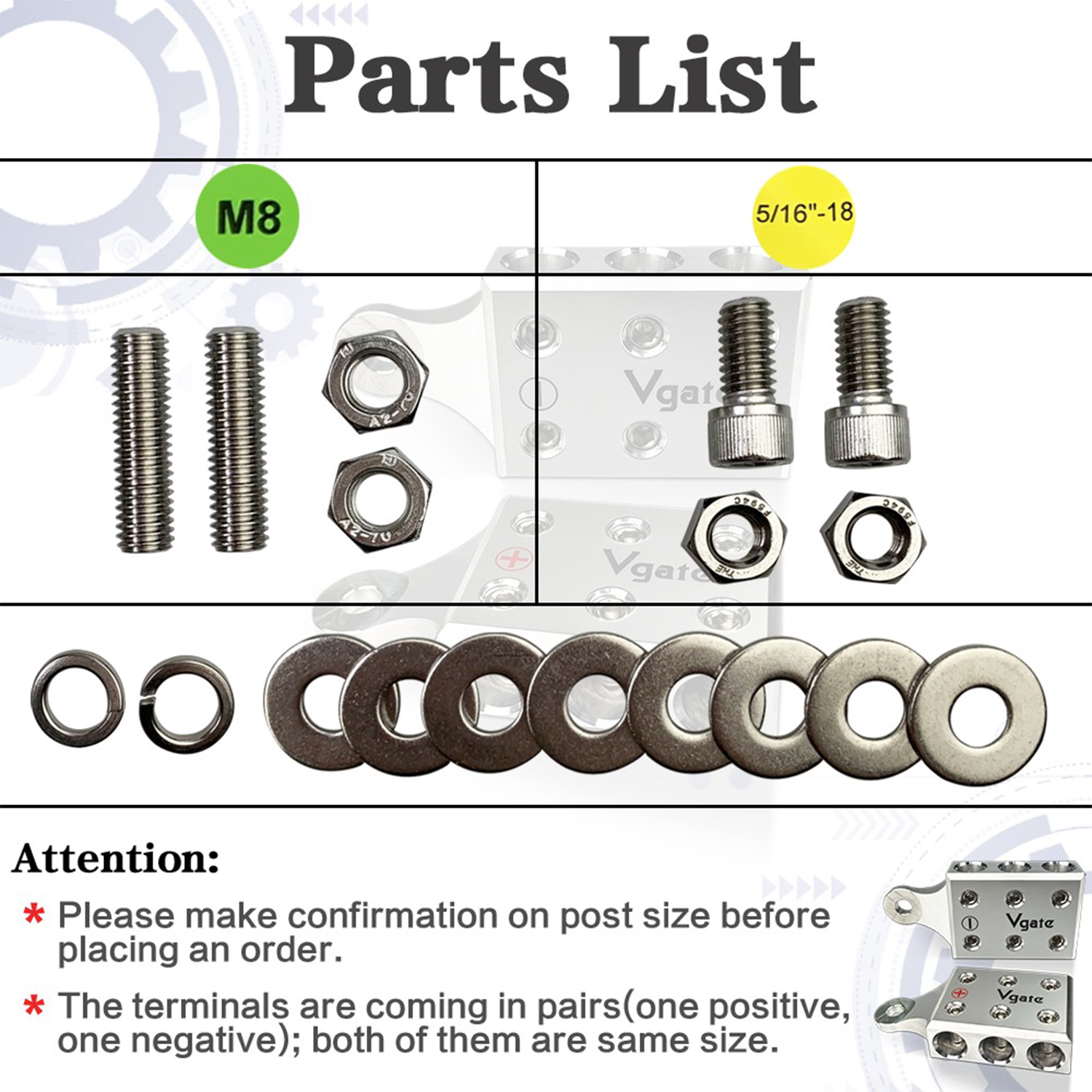 Battery Terminals --O6（M8 or 5/16”-18）