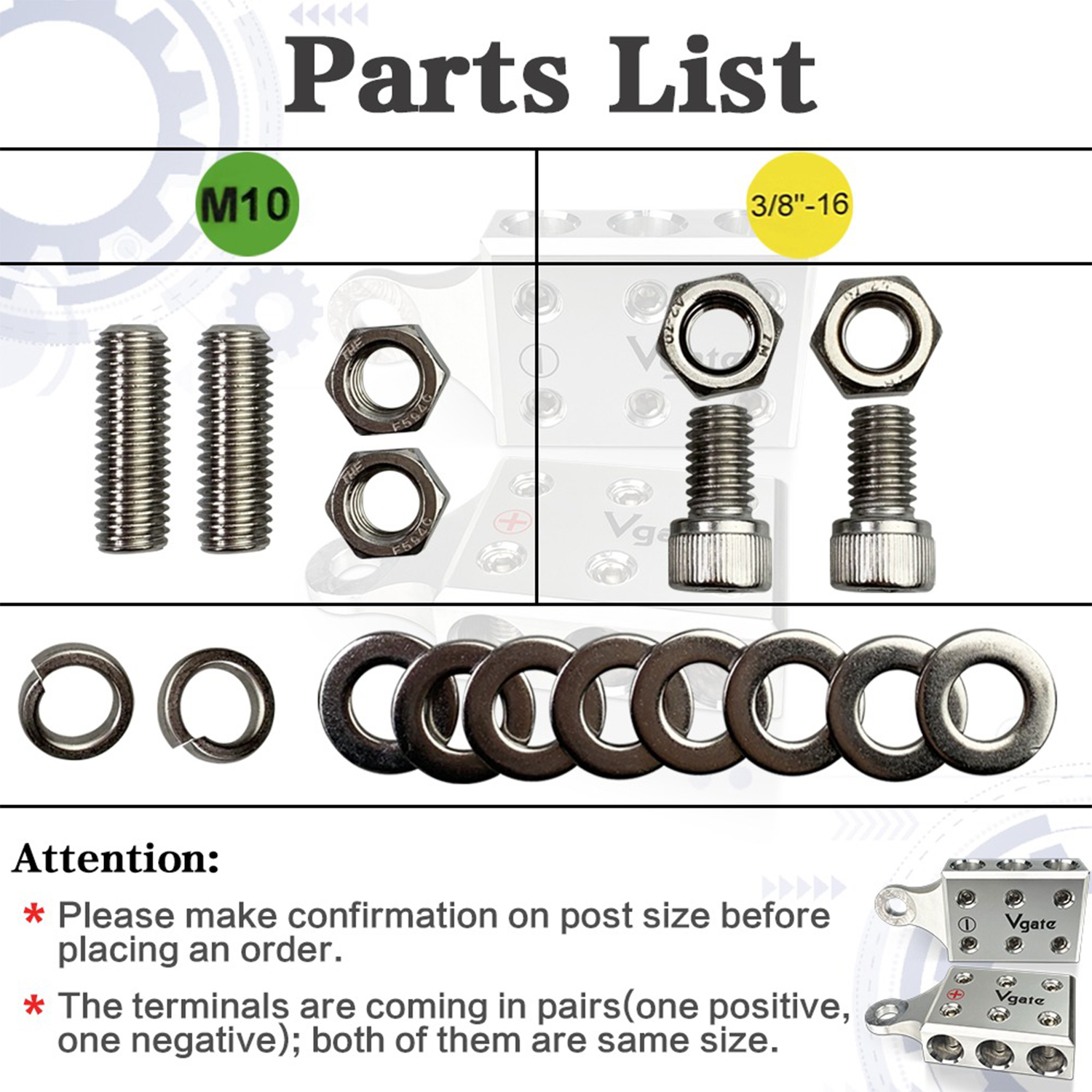 Battery Terminals --O6（M10 or 3/8”-16）