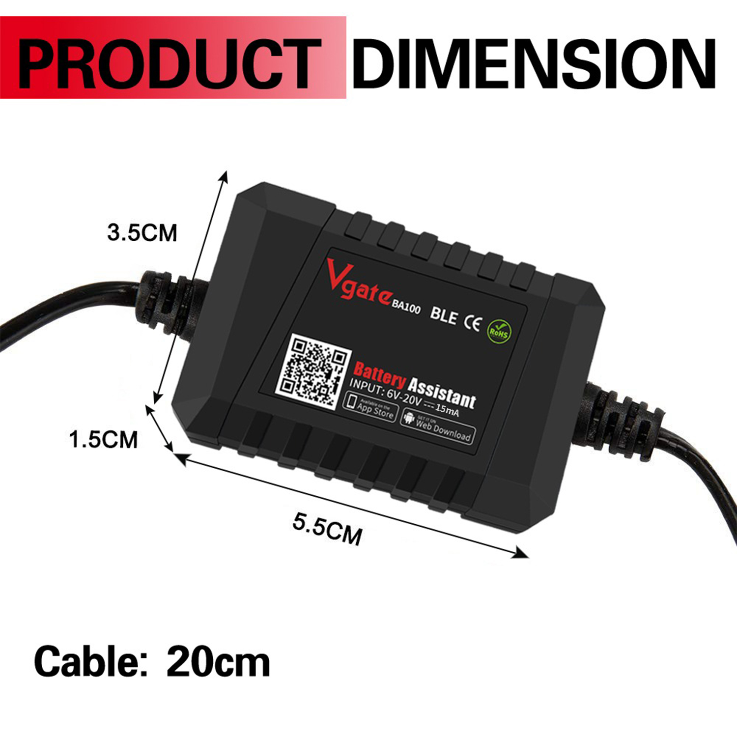 Vgate（BA100）Battery Assistant  Tester BLE4.0